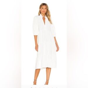 Amanda Uprichard ivory tiered midi dress size medium
